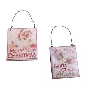 Vintage Inspired Christmas Tree Ornaments Hanging Primitives By Kathy Set Of 2